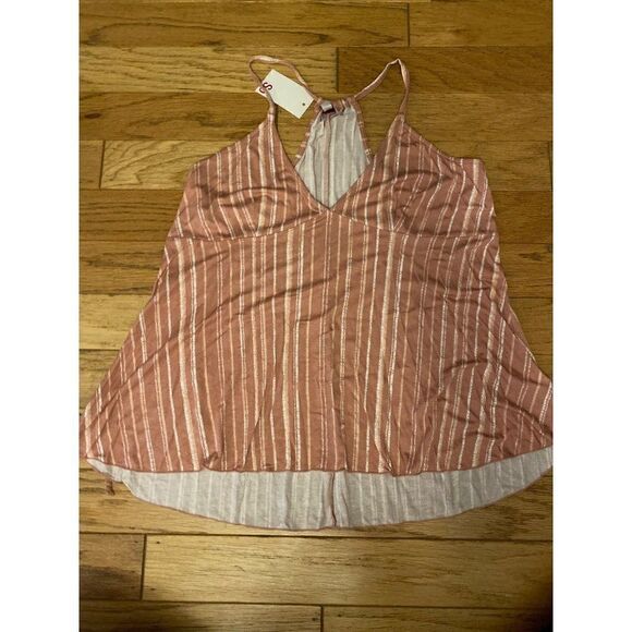 NWT SO, women's pink striped v-neck sleeveless racerback blouse size XL - Picture 1 of 8